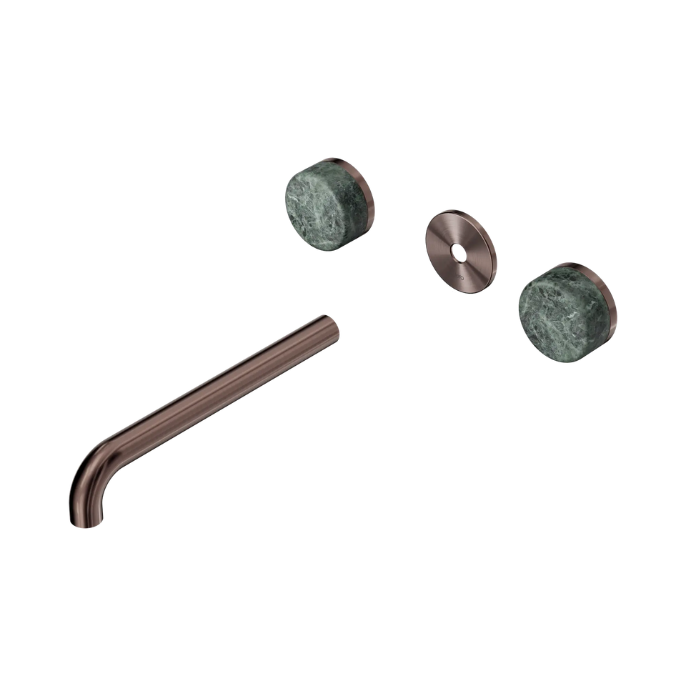 Nero Serenity Wall Basin Set 160/185/220mm Spout With Verde Alpi Handle Trim Kit Only Brushed Bronze