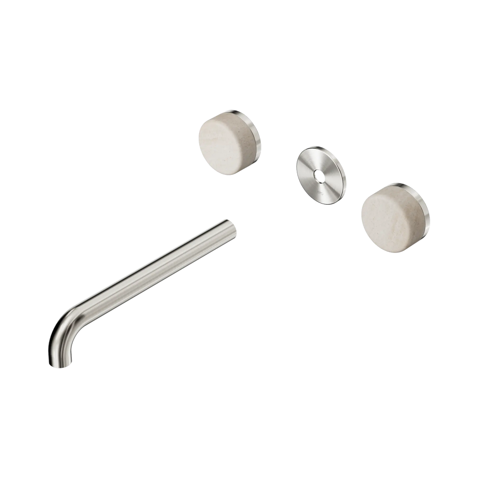 Nero Serenity Wall Basin Set Spout With Rome Travertine Handle Trim Kit Only - Brushed Nickel / 220MM (24D088BN)