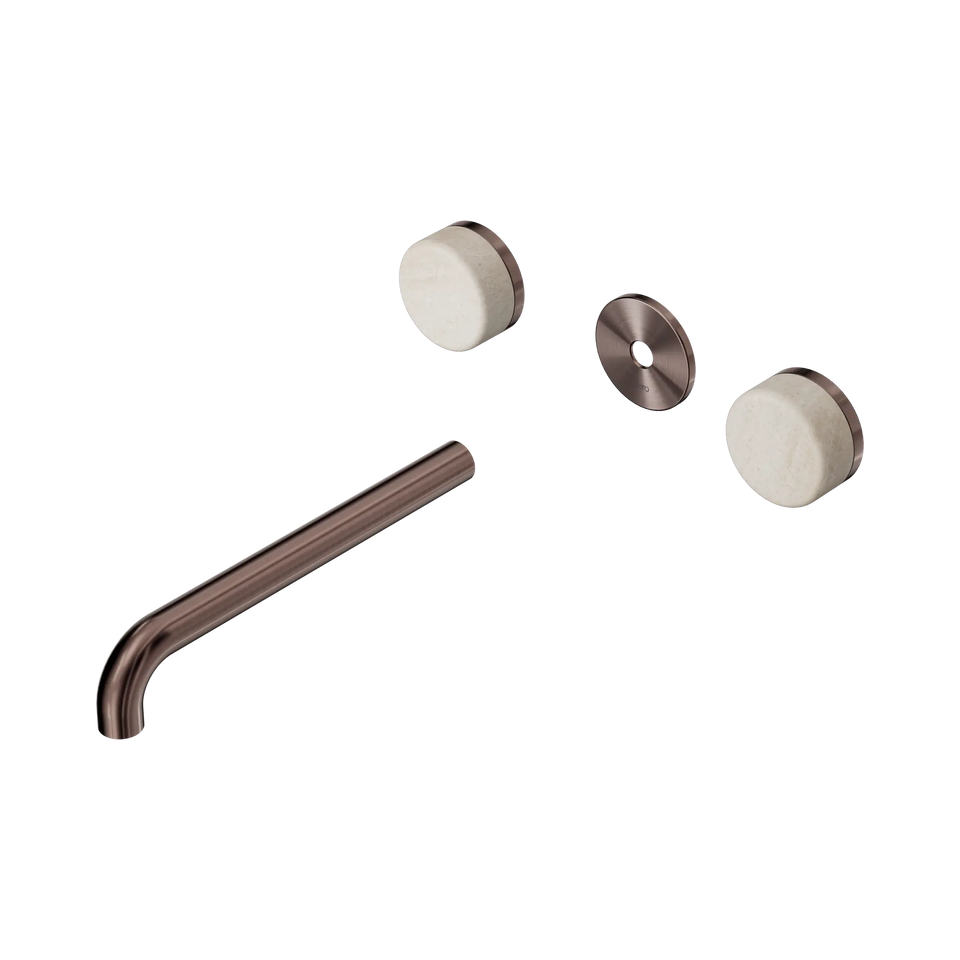 Nero Serenity Wall Basin Set Spout With Rome Travertine Handle Trim Kit Only - Brushed Bronze / 220MM (24D088BZ)