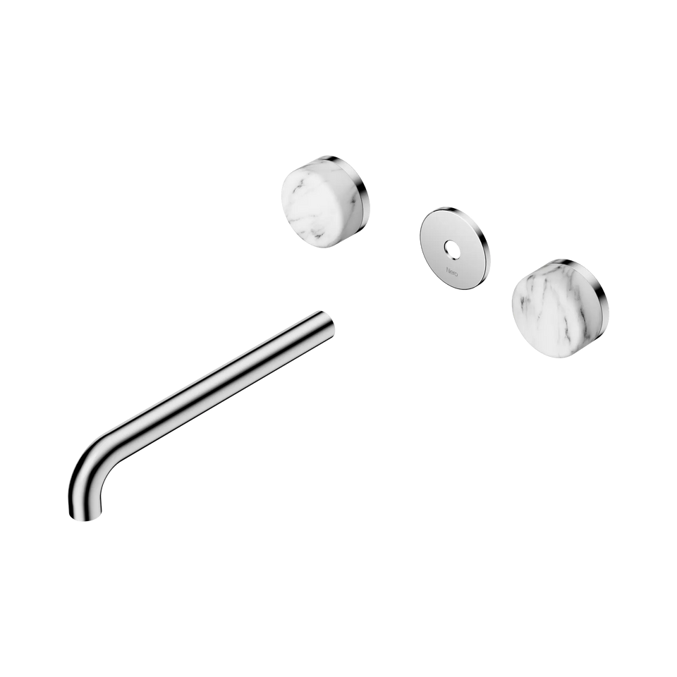 Nero Serenity Wall Basin Set Spout With Arabescato Corchia Handle Trim Kit Only - Chrome / 220MM (24D089CH)