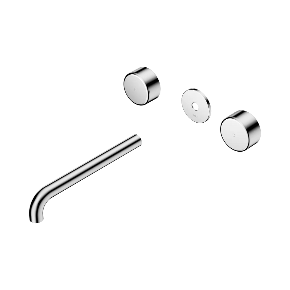 Nero Serenity Wall Basin Set 160/185/220mm Spout With Metal Handle Trim Kit Only Chrome