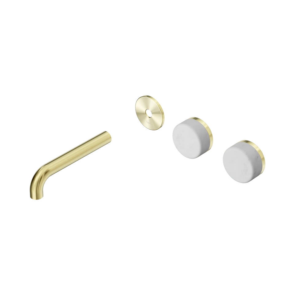 Nero Serenity Wall Basin/Bath Set Offset Spout With Carrara Handles Trim Kit Only - Brushed Gold / 160MM (24D092BG)