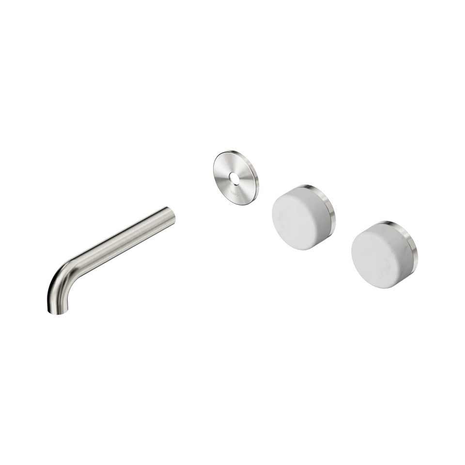 Nero Serenity Wall Basin/Bath Set Offset Spout With Carrara Handles Trim Kit Only - Brushed Nickel / 160MM (24D092BN)