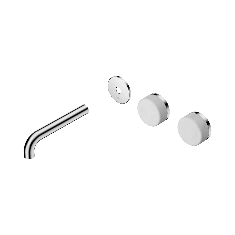 Nero Serenity Wall Basin/Bath Set Offset Spout With Carrara Handles Trim Kit Only - Chrome / 160MM (24D092CH)