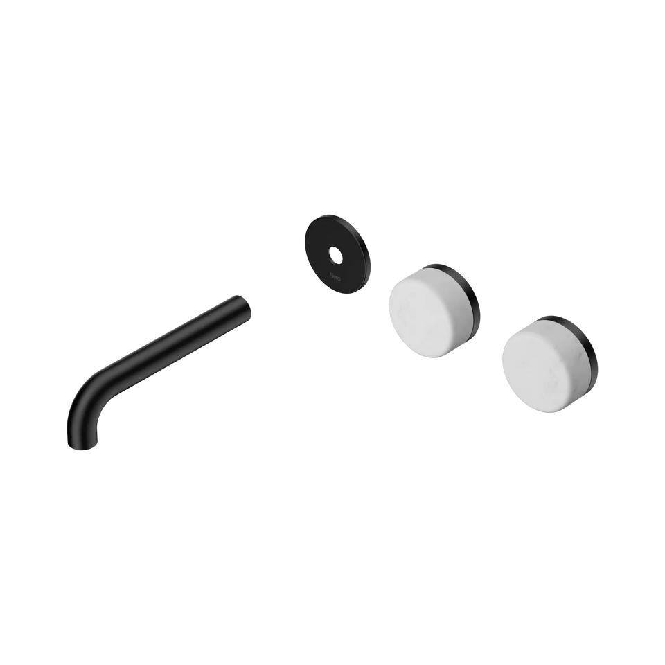 Nero Serenity Wall Basin/Bath Set Offset Spout With Carrara Handles Trim Kit Only - Matte Black / 160MM (24D092MB)