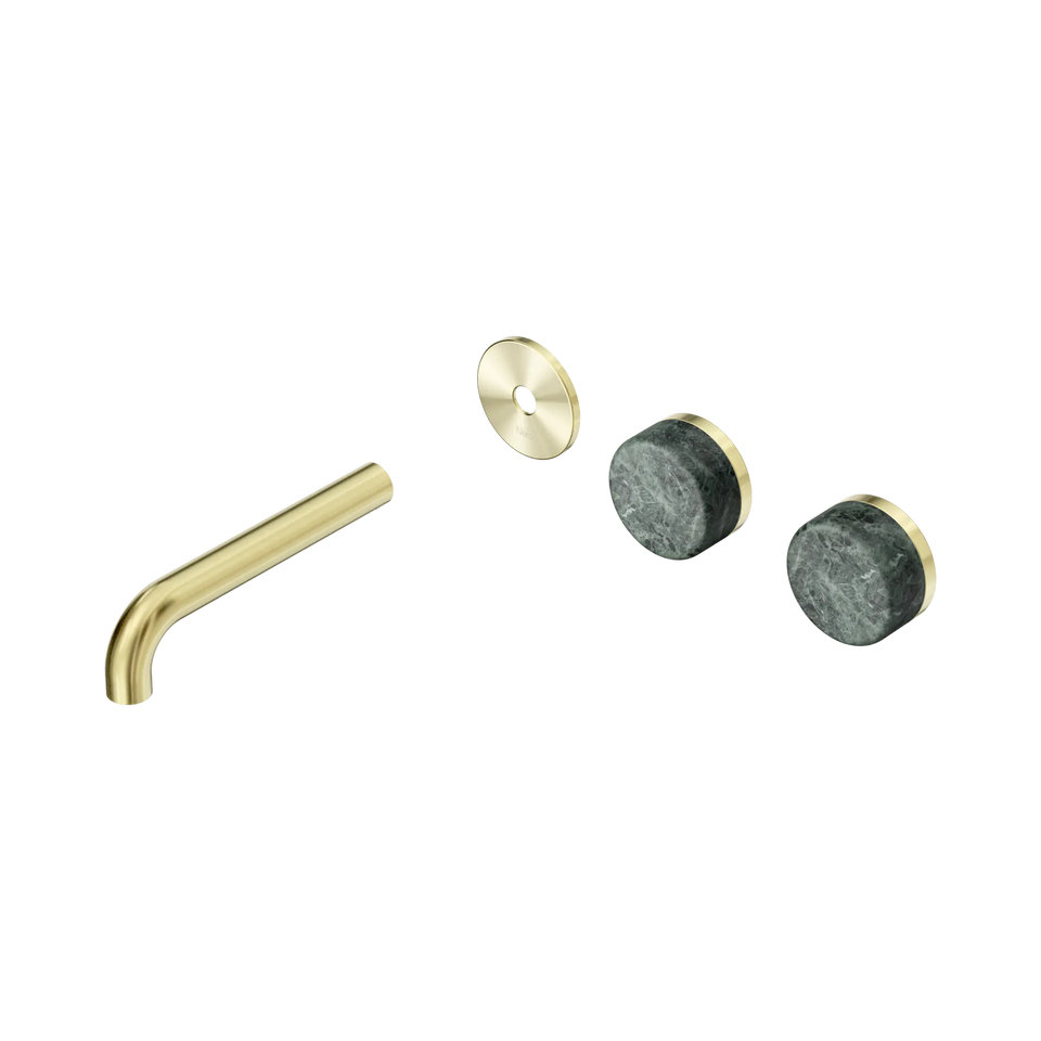 Nero Serenity Wall Basin/Bath Set 160/185/220mm Offset Spout With Verde Alpi Handles Trim Kit Only