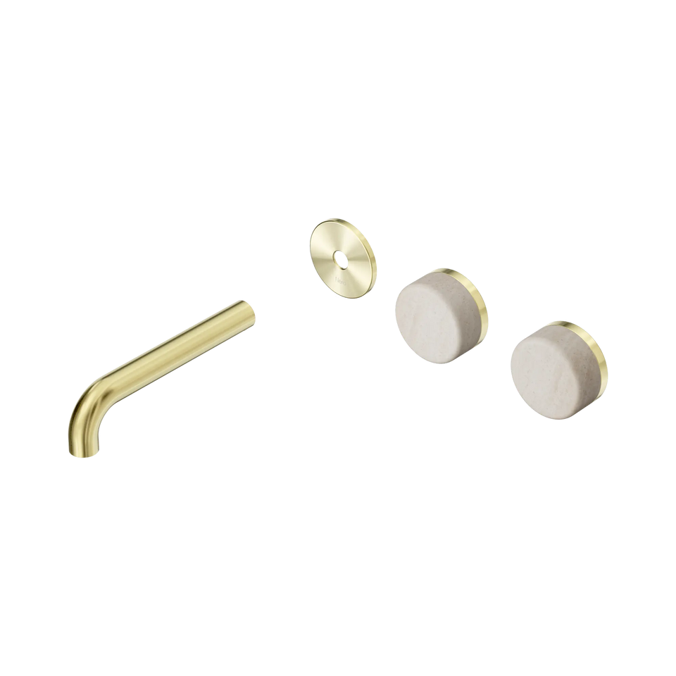 Nero Serenity Wall Basin/Bath Set Offset Spout With Rome Travertine Handles Trim Kit Only - Brushed Gold / 160MM (24D094BG)