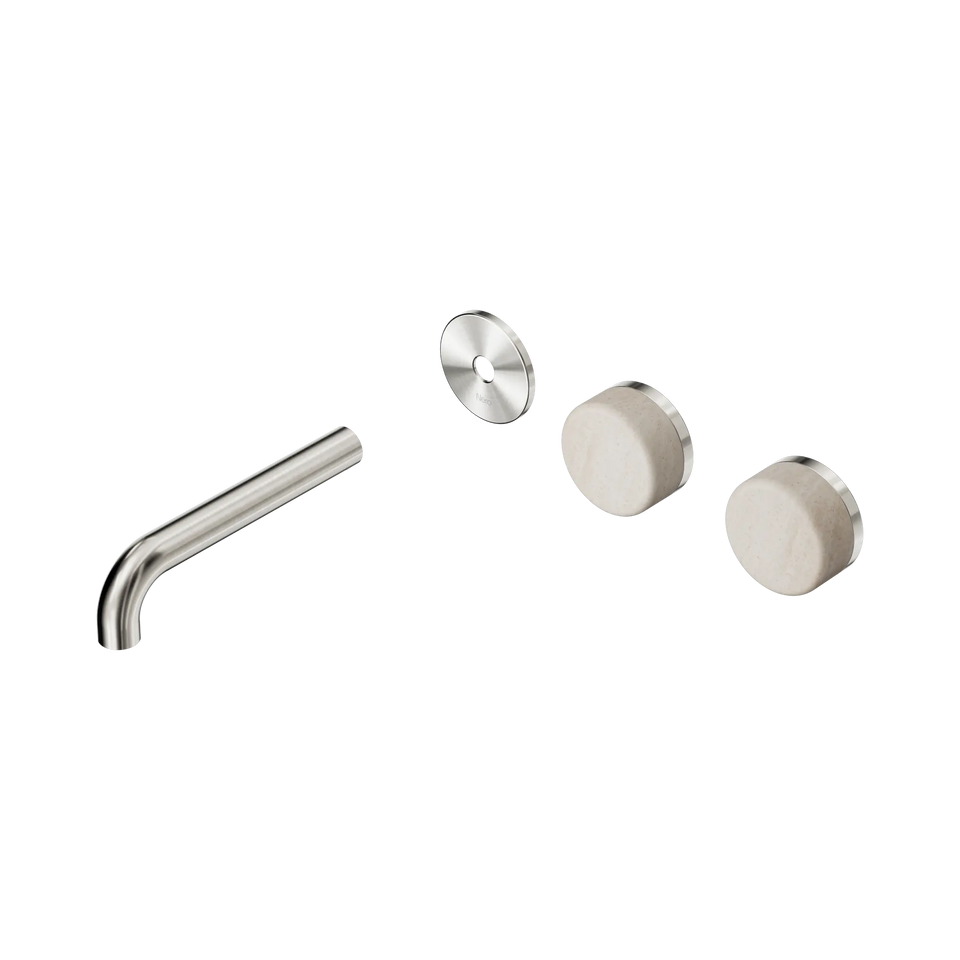 Nero Serenity Wall Basin/Bath Set Offset Spout With Rome Travertine Handles Trim Kit Only - Brushed Nickel / 160MM (24D094BN)