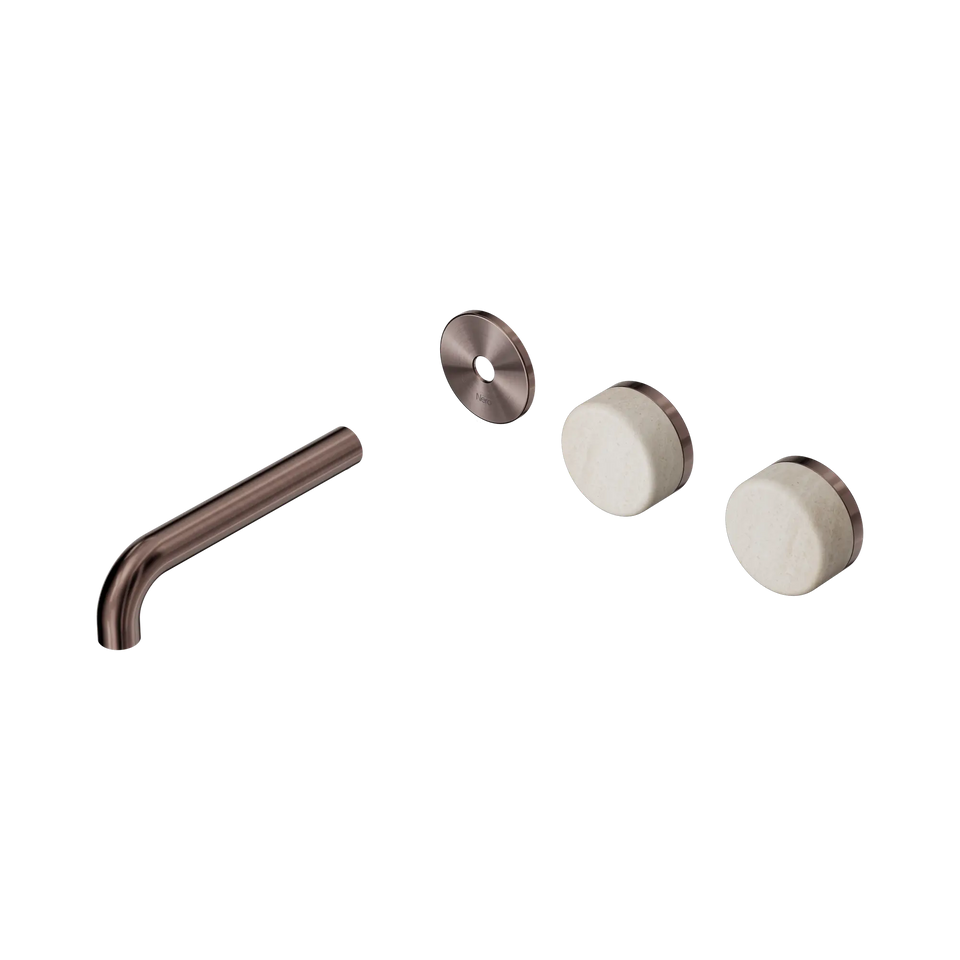 Nero Serenity Wall Basin/Bath Set Offset Spout With Rome Travertine Handles Trim Kit Only