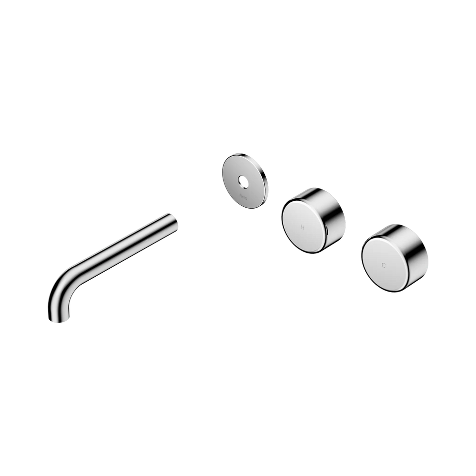 Nero Serenity Wall Basin/Bath Set Offset Spout With Metal Handles Trim Kit Only - Chrome / 160MM (24D097CH)