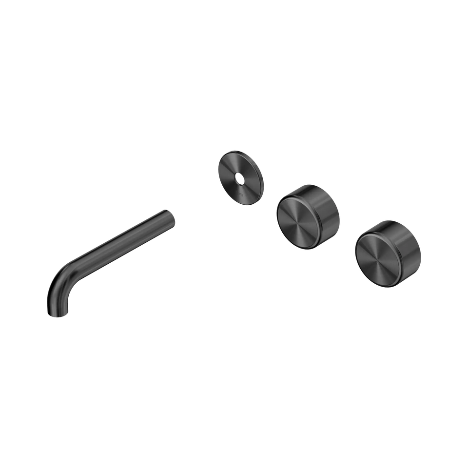 Nero Serenity Wall Basin/Bath Set Offset Spout With Metal Handles Trim Kit Only - Gun Metal / 160MM (24D097GM)