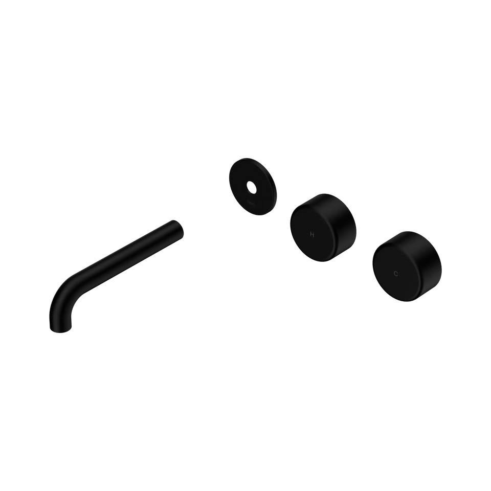 Nero Serenity Wall Basin/Bath Set Offset Spout With Metal Handles Trim Kit Only - Matte Black / 160MM (24D097MB)
