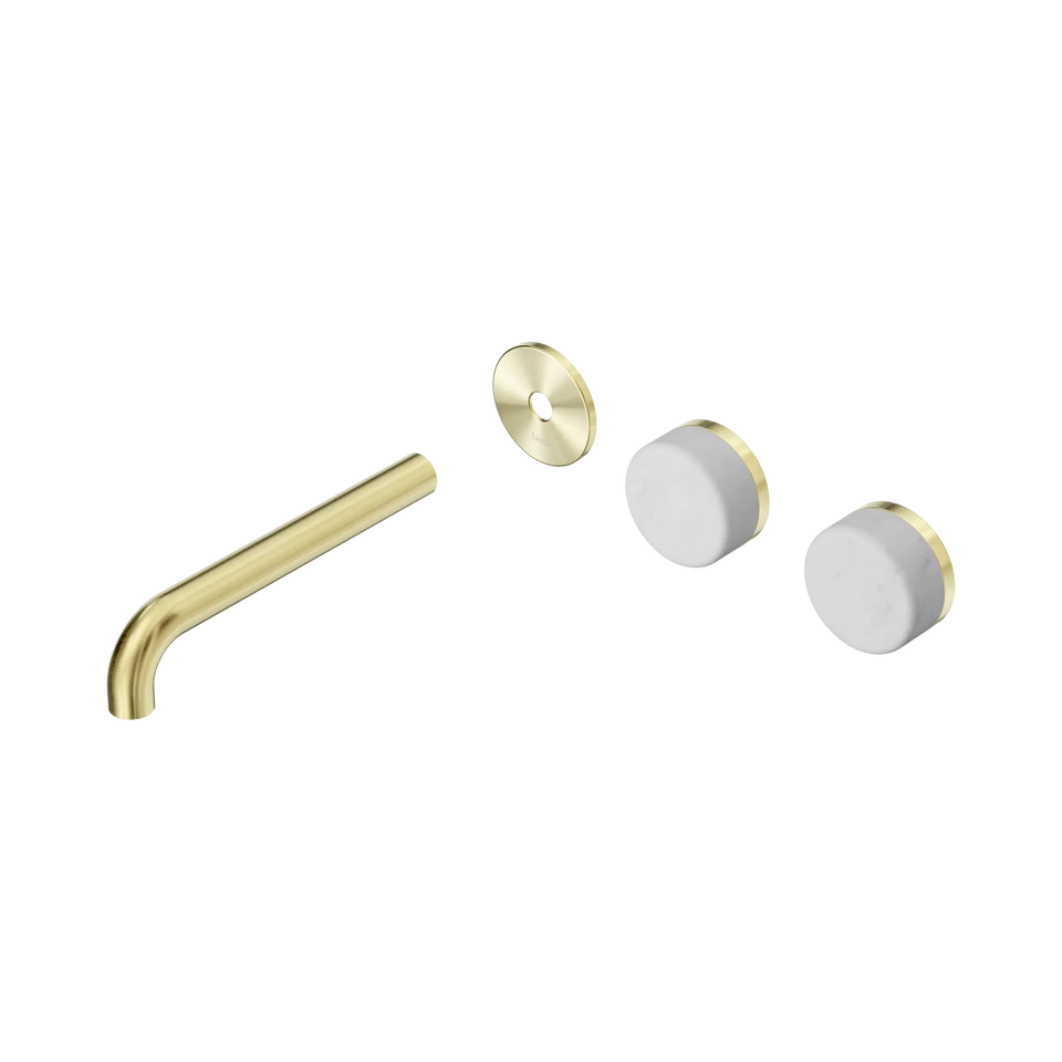 Nero Serenity Wall Basin/Bath Set Offset Spout With Carrara Handles Trim Kit Only - Brushed Gold / 185MM (24D098BG)