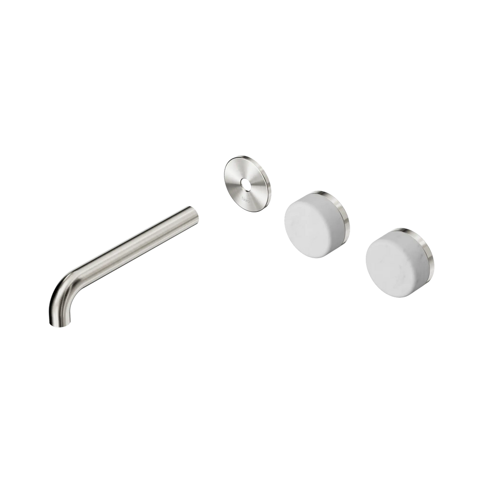 Nero Serenity Wall Basin/Bath Set Offset Spout With Carrara Handles Trim Kit Only - Brushed Nickel / 185MM (24D098BN)
