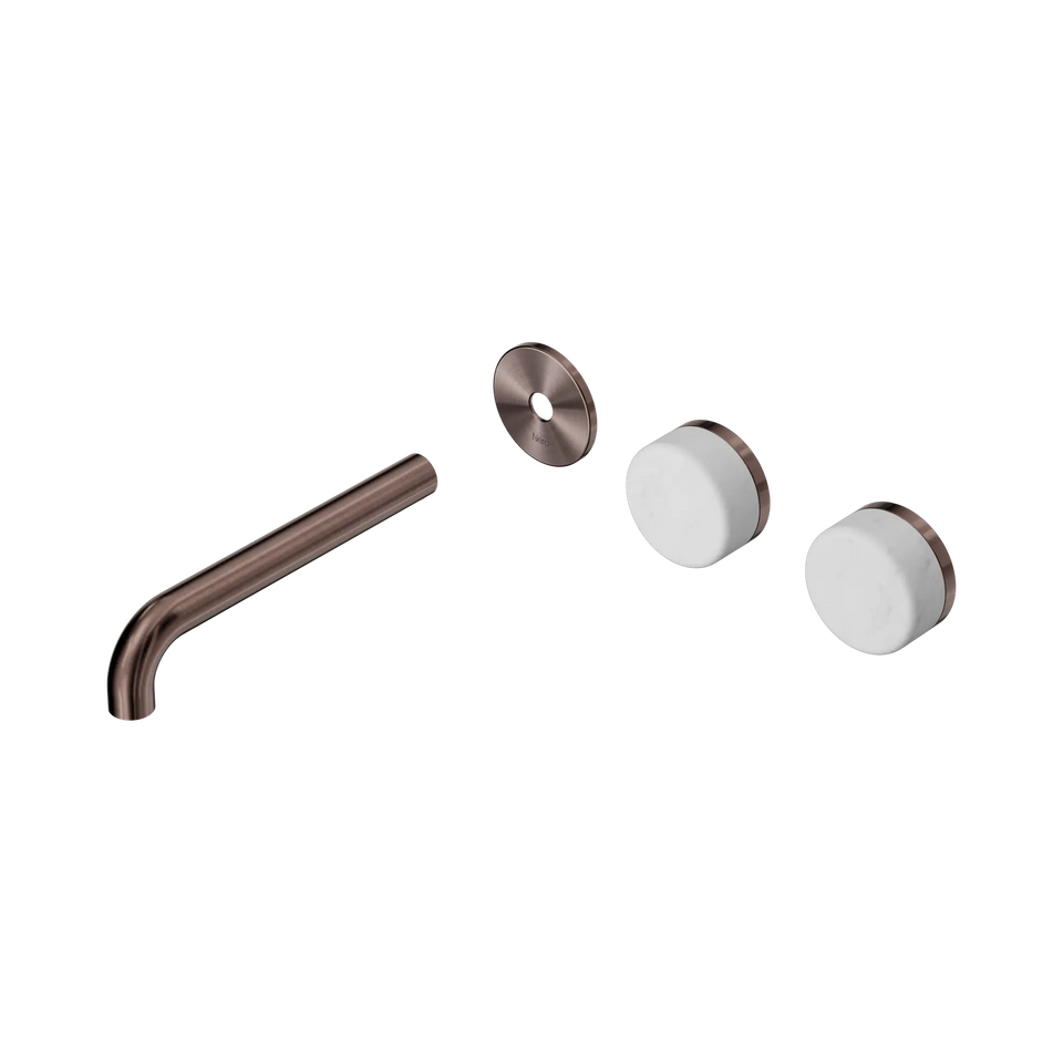 Nero Serenity Wall Basin/Bath Set Offset Spout With Carrara Handles Trim Kit Only - Brushed Bronze / 185MM (24D098BZ)