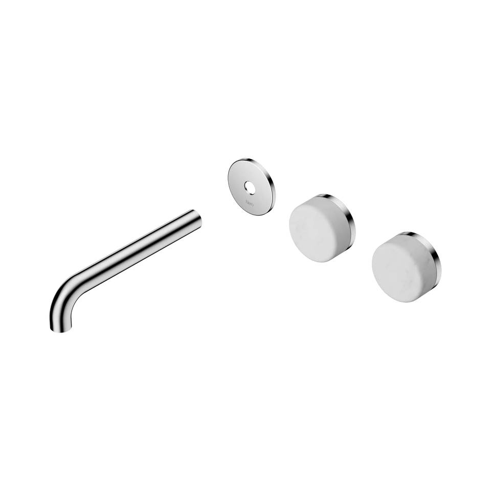 Nero Serenity Wall Basin/Bath Set Offset Spout With Carrara Handles Trim Kit Only - Chrome / 185MM (24D098CH)