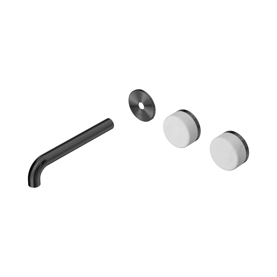 Nero Serenity Wall Basin/Bath Set Offset Spout With Carrara Handles Trim Kit Only - Gun Metal / 185MM (24D098GM)