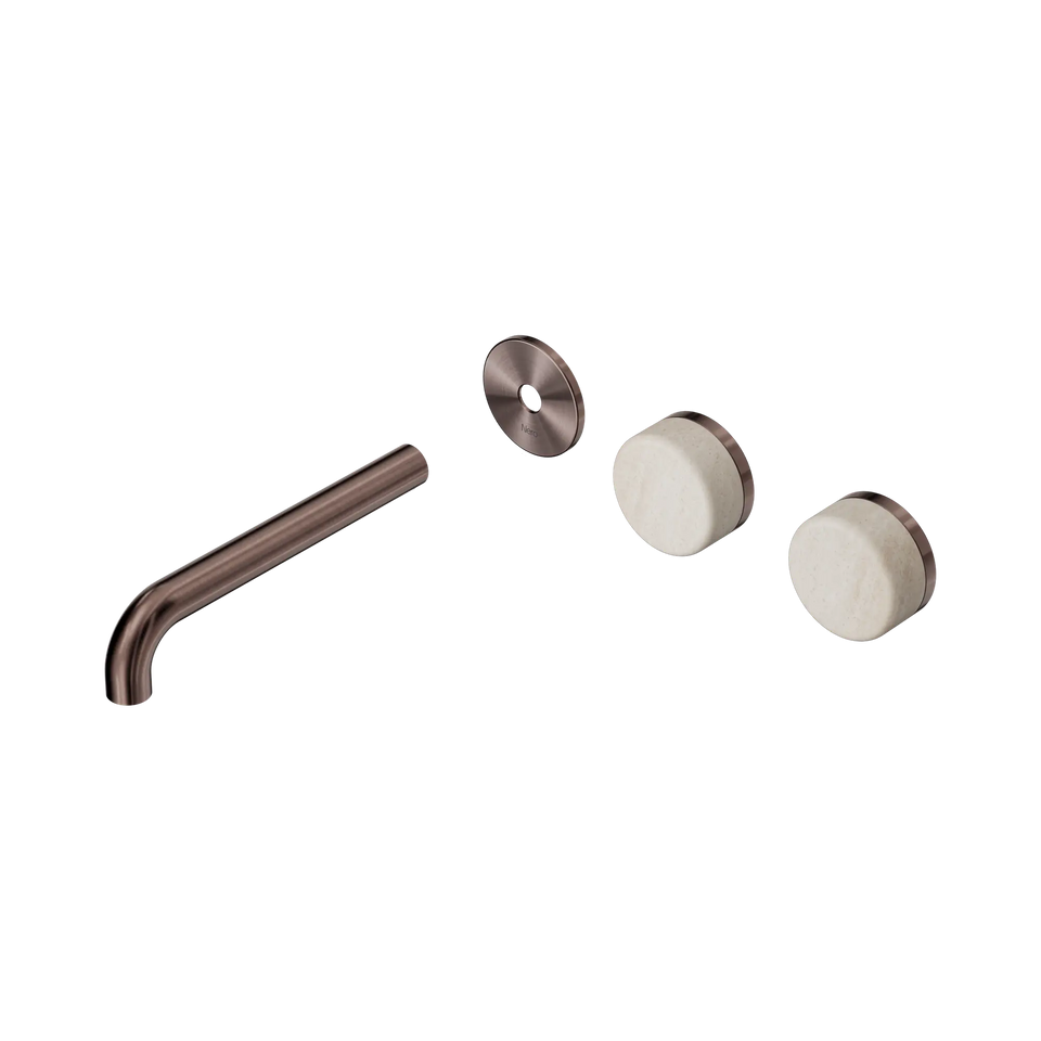 Nero Serenity Wall Basin/Bath Set Offset Spout With Rome Travertine Handles Trim Kit Only - Brushed Bronze / 185MM (24D100BZ)