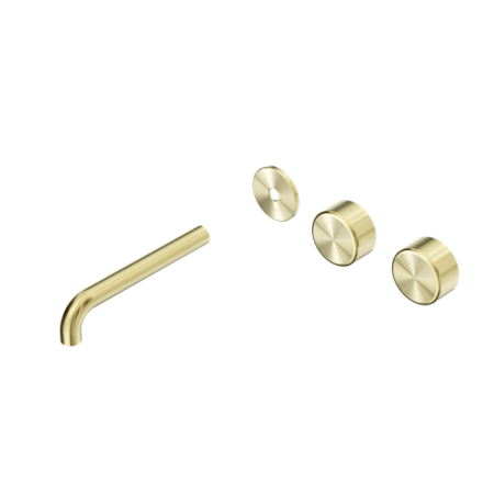 Nero Serenity Wall Basin/Bath Set 160/185/220mm Offset Spout With Arabescato Corchia Handles Trim Kit Only Brushed Gold