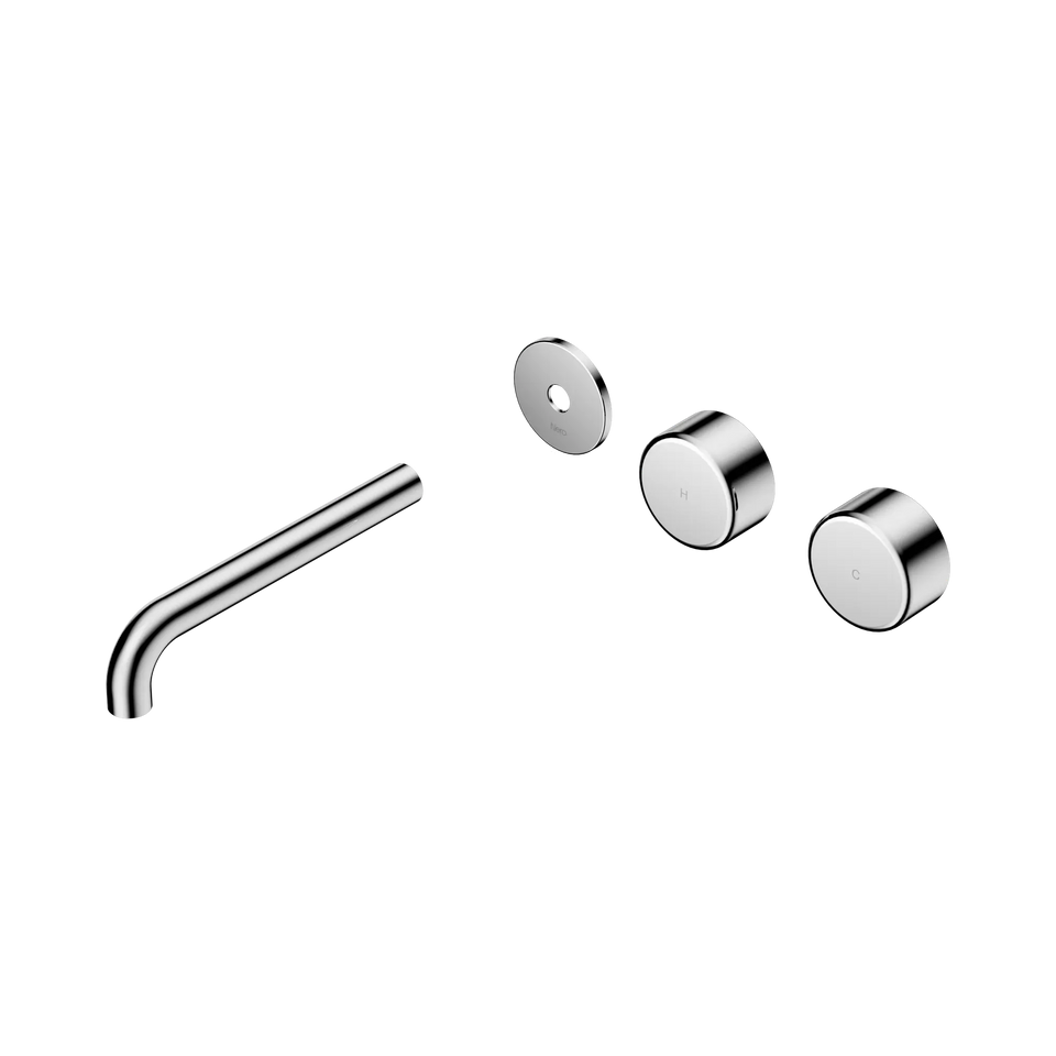 Nero Serenity Wall Basin/Bath Set Offset Spout With Metal Handles Trim Kit Only - Chrome / 185MM (24D103CH)