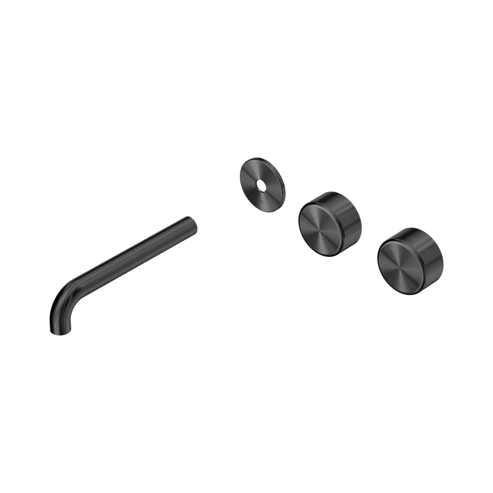 Nero Serenity Wall Basin/Bath Set Offset Spout With Metal Handles Trim Kit Only - Gun Metal / 185MM (24D103GM)