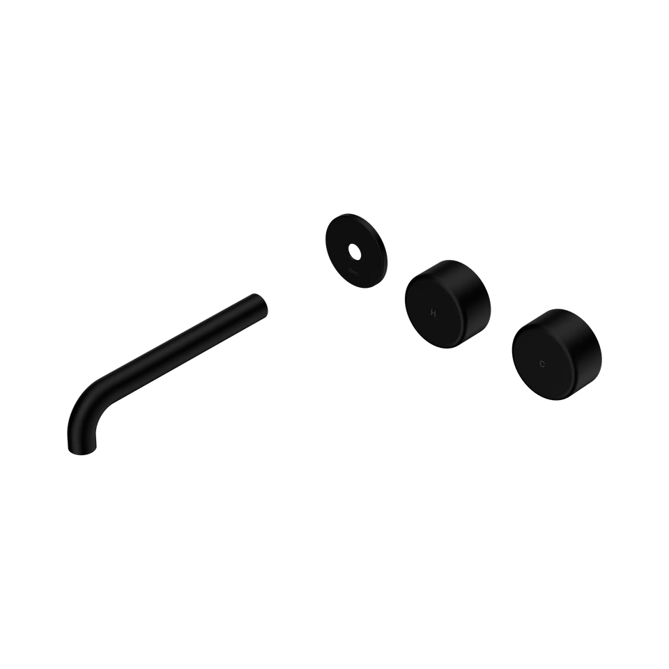 Nero Serenity Wall Basin/Bath Set Offset Spout With Metal Handles Trim Kit Only - Matte Black / 185MM (24D103MB)