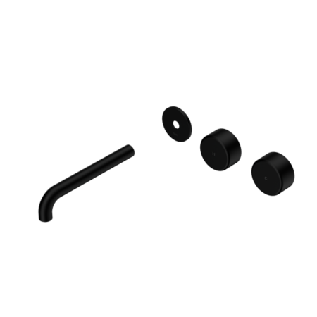 Nero Serenity Wall Basin/Bath Set 160/185/220mm Offset Spout With Arabescato Corchia Handles Trim Kit Only Matte Black