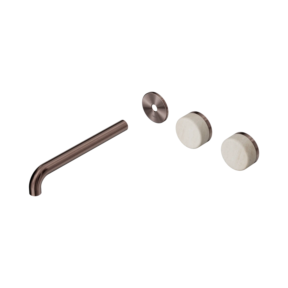 Nero Serenity Wall Basin/Bath Set Offset Spout With Rome Travertine Handles Trim Kit Only - Brushed Bronze / 220MM (24D106BZ)