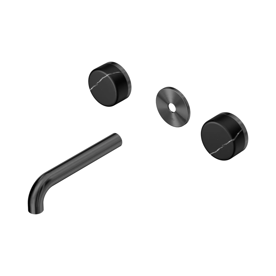 Nero Serenity Wall Basin Set Spout With Nero Marquina Handle Trim Kit Only - Gun Metal / 160MM (24D110GM)