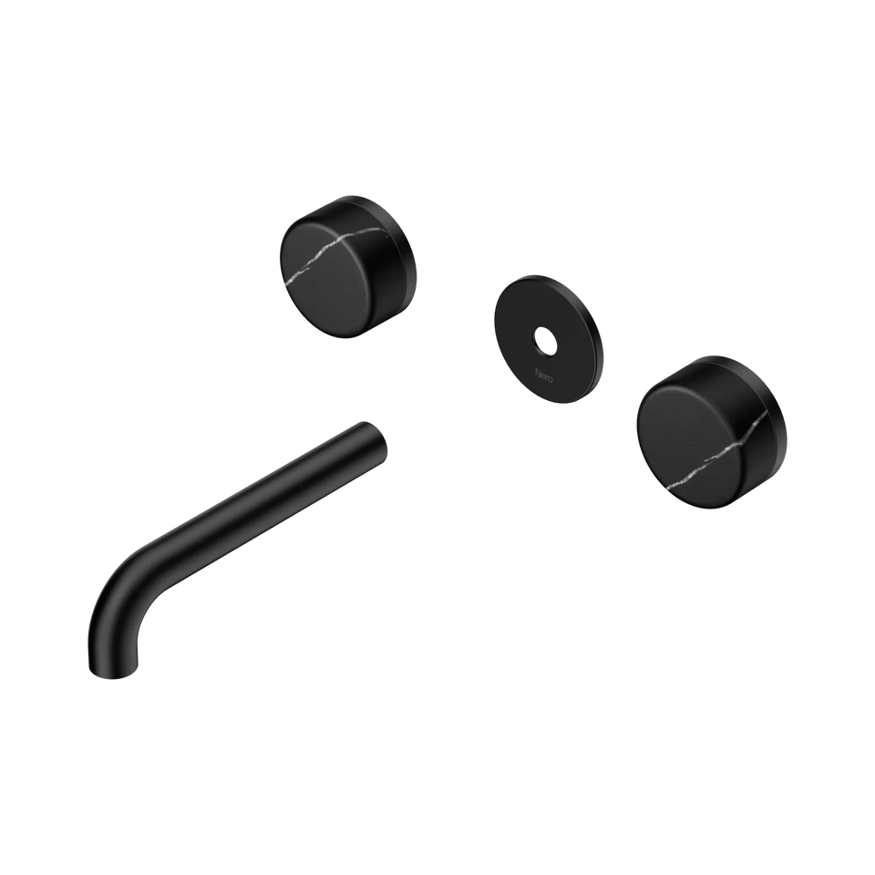 Nero Serenity Wall Basin Set Spout With Nero Marquina Handle Trim Kit Only - Matte Black / 160MM (24D110MB)