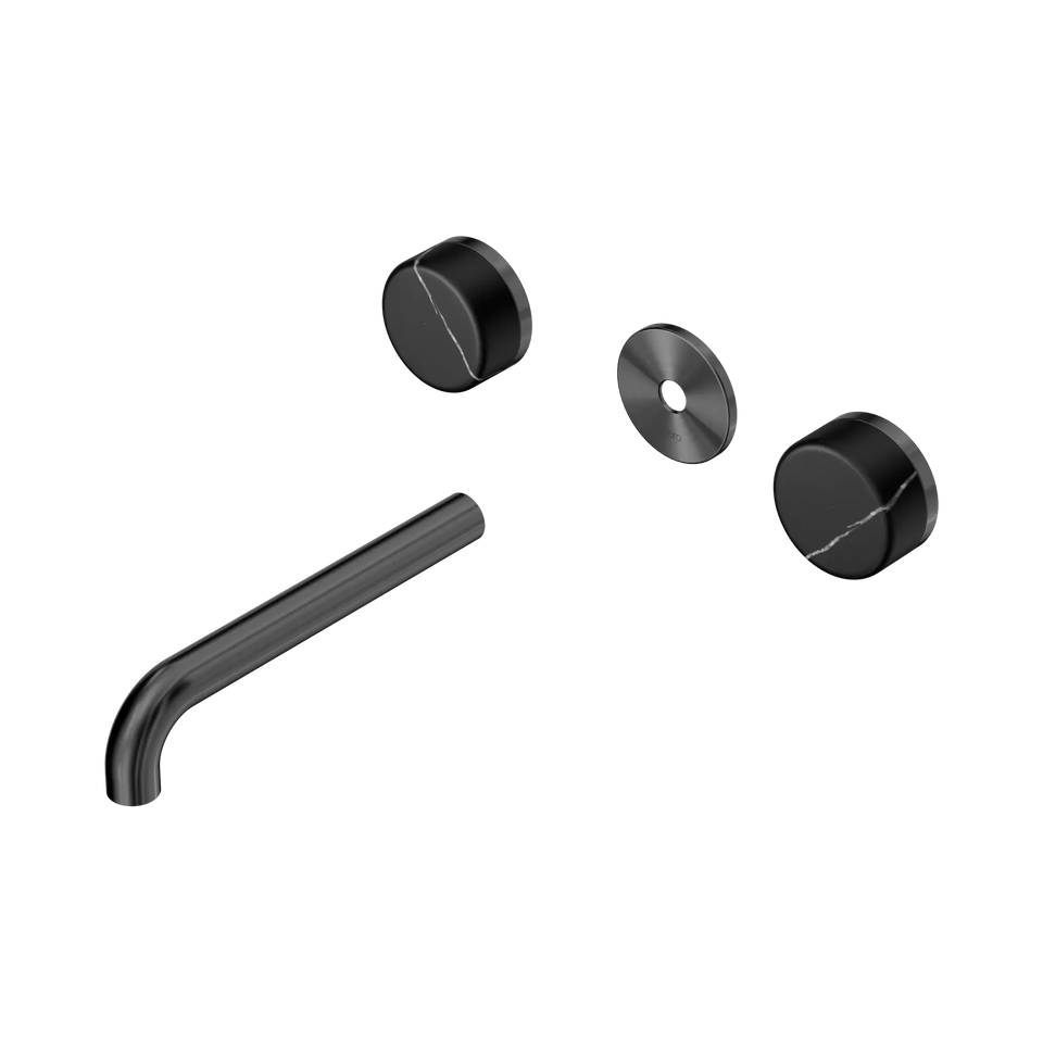 Nero Serenity Wall Basin Set Spout With Nero Marquina Handle Trim Kit Only - Gun Metal / 185MM (24D111GM)