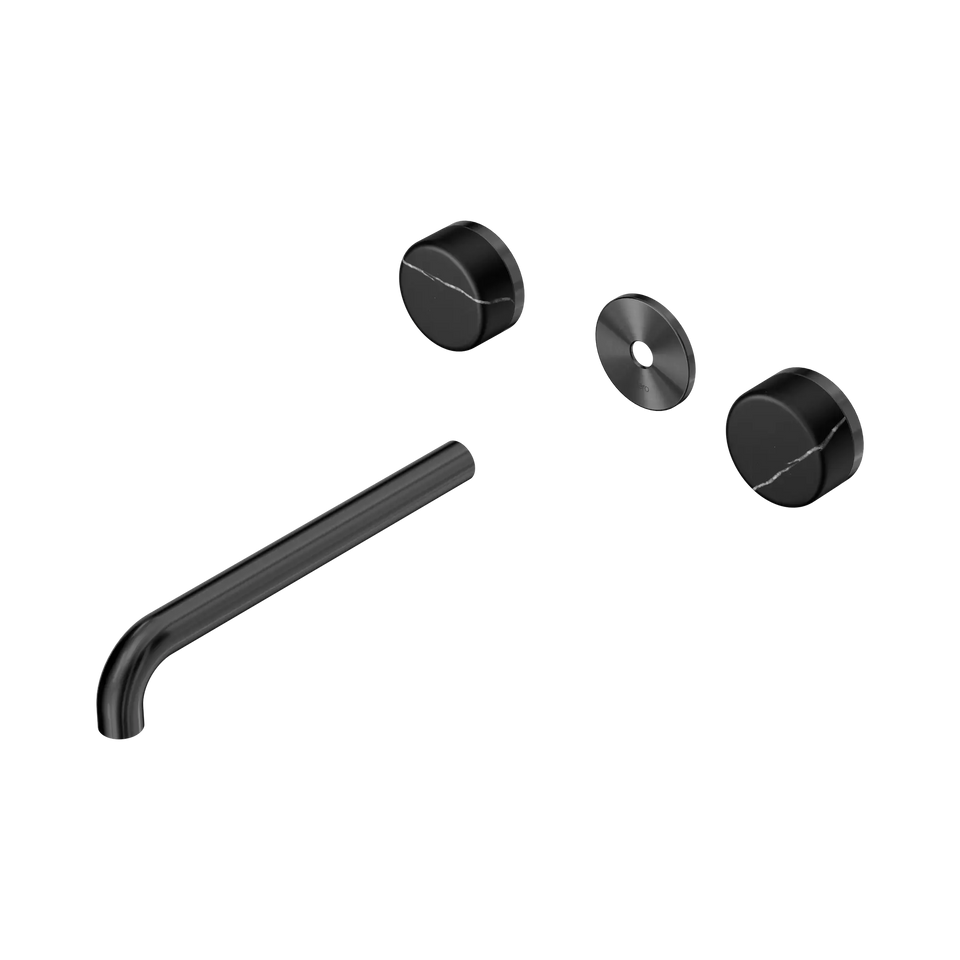 Nero Serenity Wall Basin Set 160/185/220mm Spout With Nero Marquina Handle Trim Kit Only Gun Metal