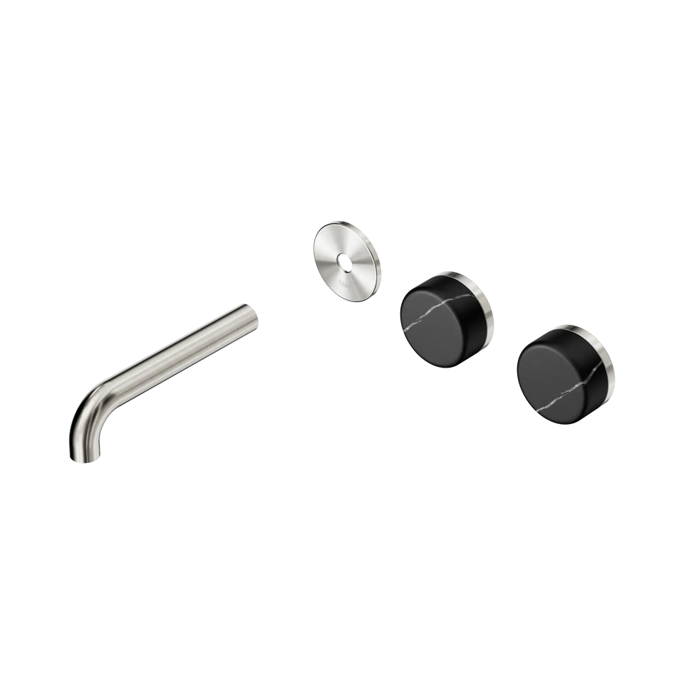 Nero Serenity Wall Basin/Bath Set Offset Spout With Marquina Black Handles Trim Kit Only - Brushed Nickel / 160MM (24D113BN)