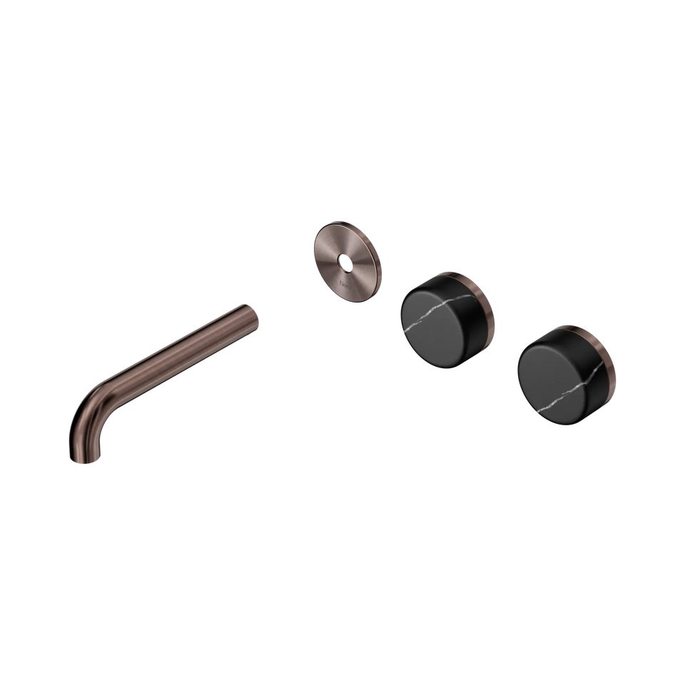 Nero Serenity Wall Basin/Bath Set Offset Spout With Marquina Black Handles Trim Kit Only