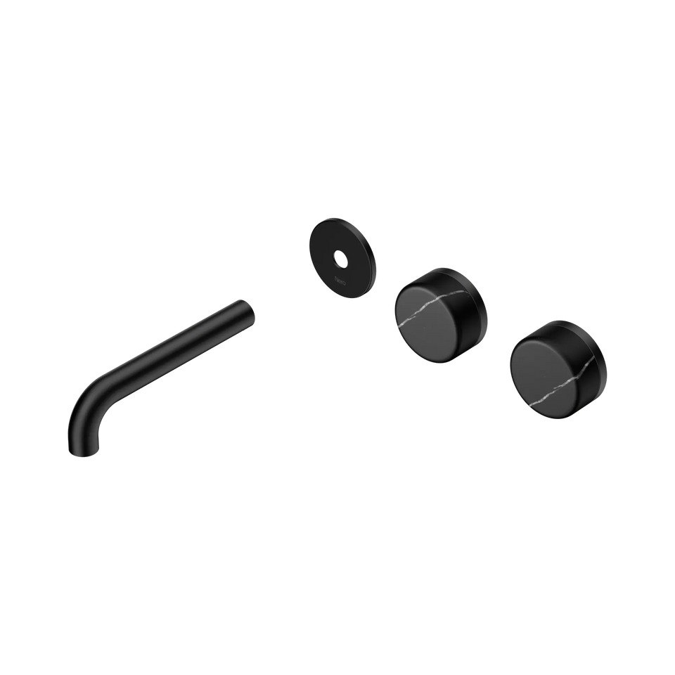 Nero Serenity Wall Basin/Bath Set Offset Spout With Marquina Black Handles Trim Kit Only - Matte Black / 160MM (24D113MB)