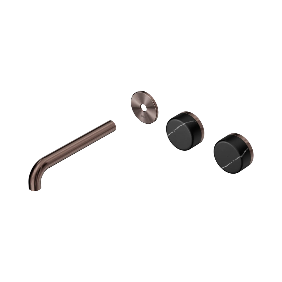 Nero Serenity Wall Basin/Bath Set Offset Spout With Marquina Black Handles Trim Kit Only - Brushed Bronze / 185MM (24D114BZ)
