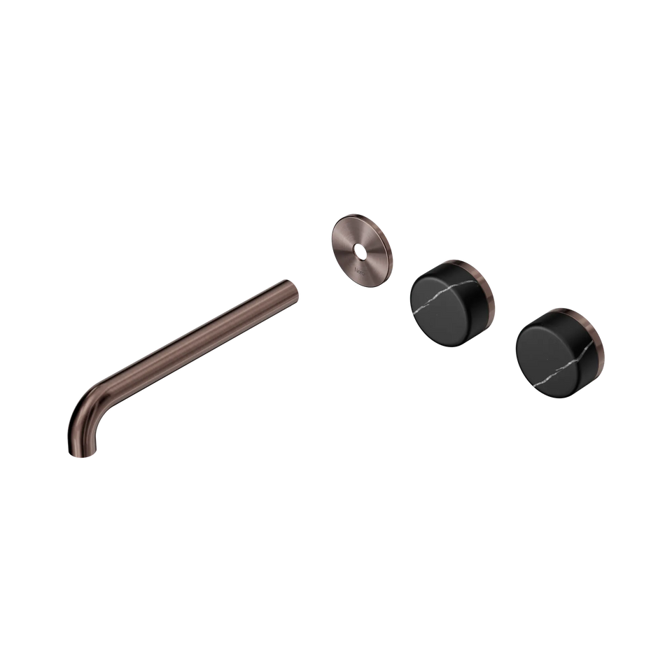Nero Serenity Wall Basin/Bath Set Offset Spout With Marquina Black Handles Trim Kit Only - Brushed Bronze / 220MM (24D115BZ)