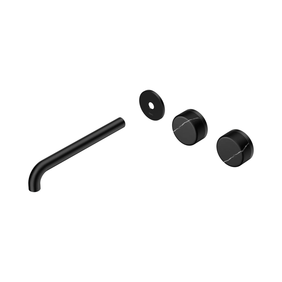 Nero Serenity Wall Basin/Bath Set Offset Spout With Marquina Black Handles Trim Kit Only - Matte Black / 220MM (24D115MB)