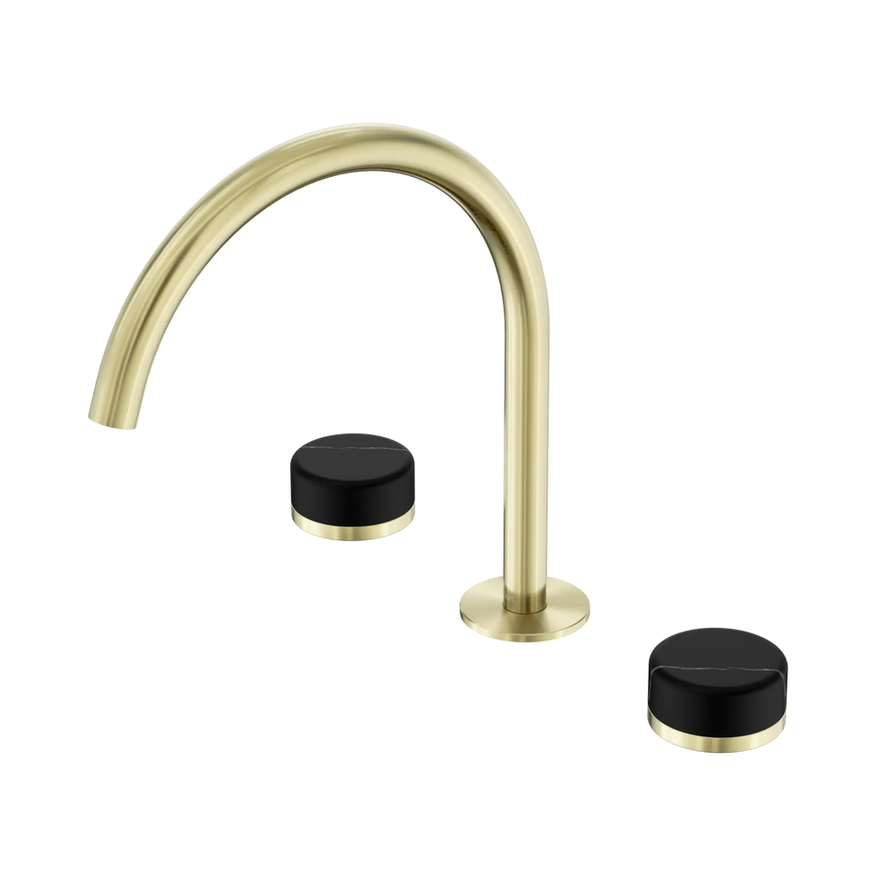 Nero Serenity Bath/Kitchen Set Arc Spout With Marquina Black Handle - Brushed Gold (24D118BG)