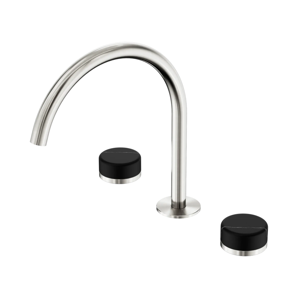 Nero Serenity Bath/Kitchen Set Arc Spout With Marquina Black Handle - Brushed Nickel (24D118BN)