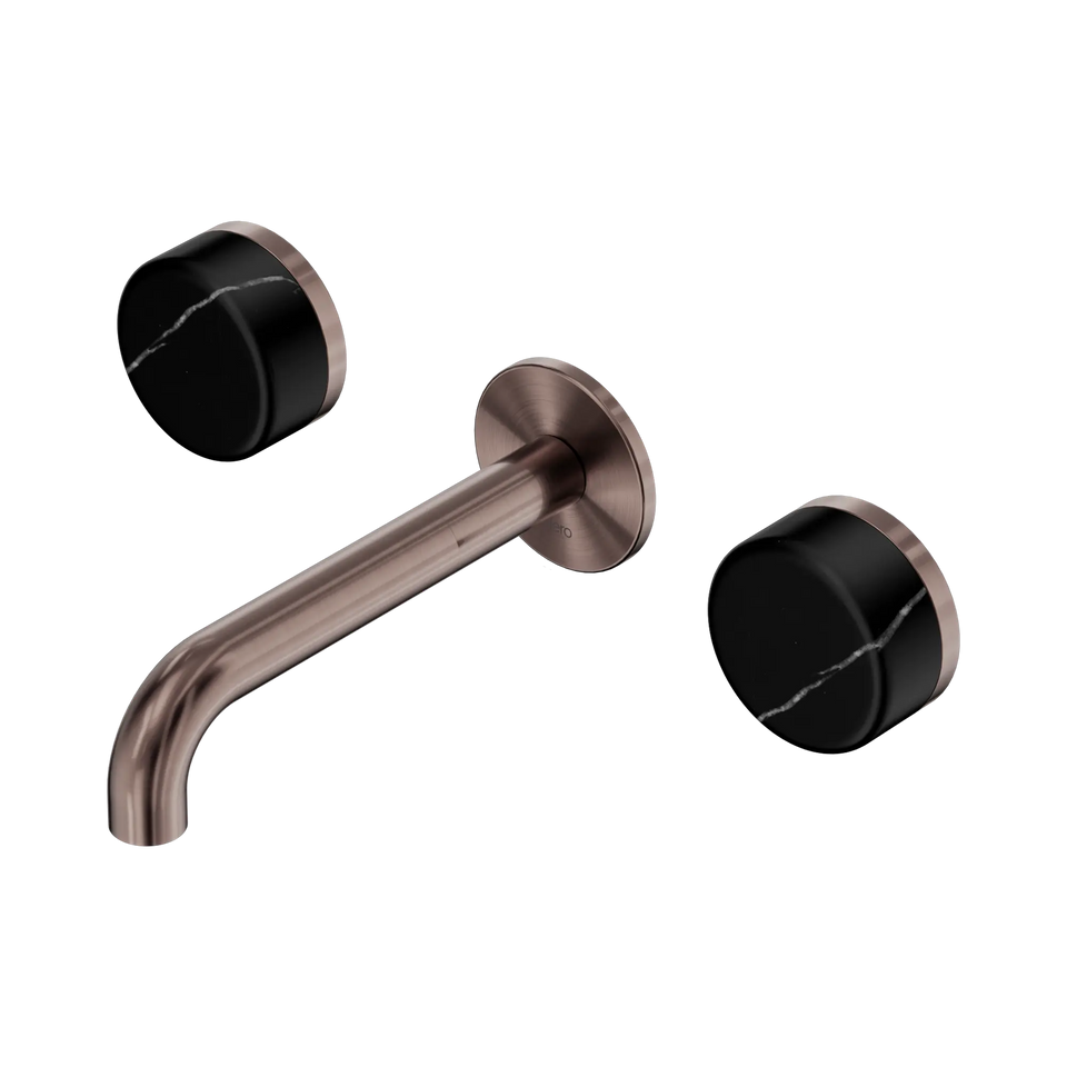 Nero Serenity Wall Basin Set Spout With Nero Marquina Handles