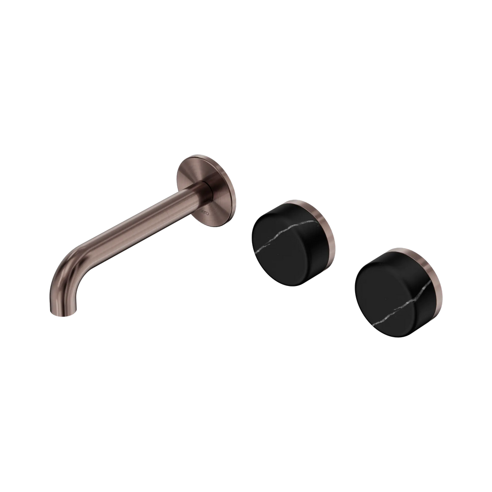 Nero Serenity Wall Basin/Bath Set Offset Spout With Marquina Black Handles