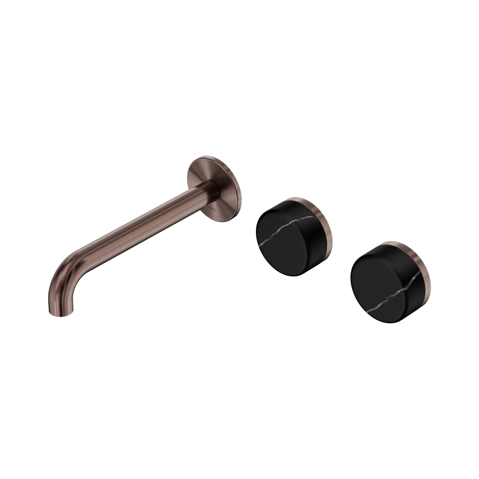 Nero Serenity Wall Basin/Bath Set Offset Spout With Marquina Black Handles - Brushed Bronze / 185MM (24D125BZ)