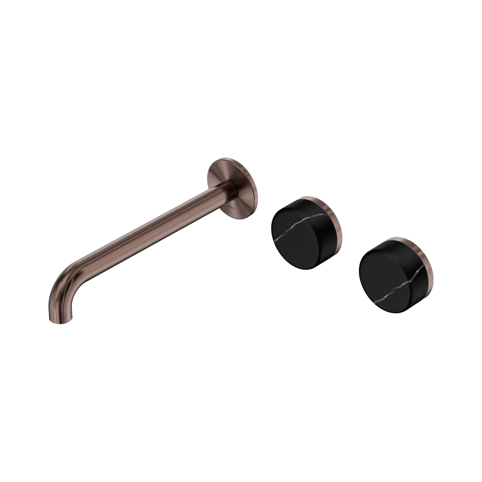 Nero Serenity Wall Basin/Bath Set Offset Spout With Marquina Black Handles - Brushed Bronze / 220MM (24D126BZ)