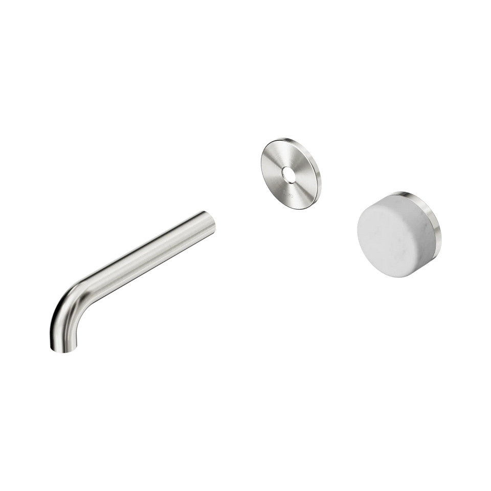 Nero Serenity Progressive Wall Basin Mixer 160mm Spout With Carrara Handle Trim Kit Only - Brushed Nickel (24E103BN)