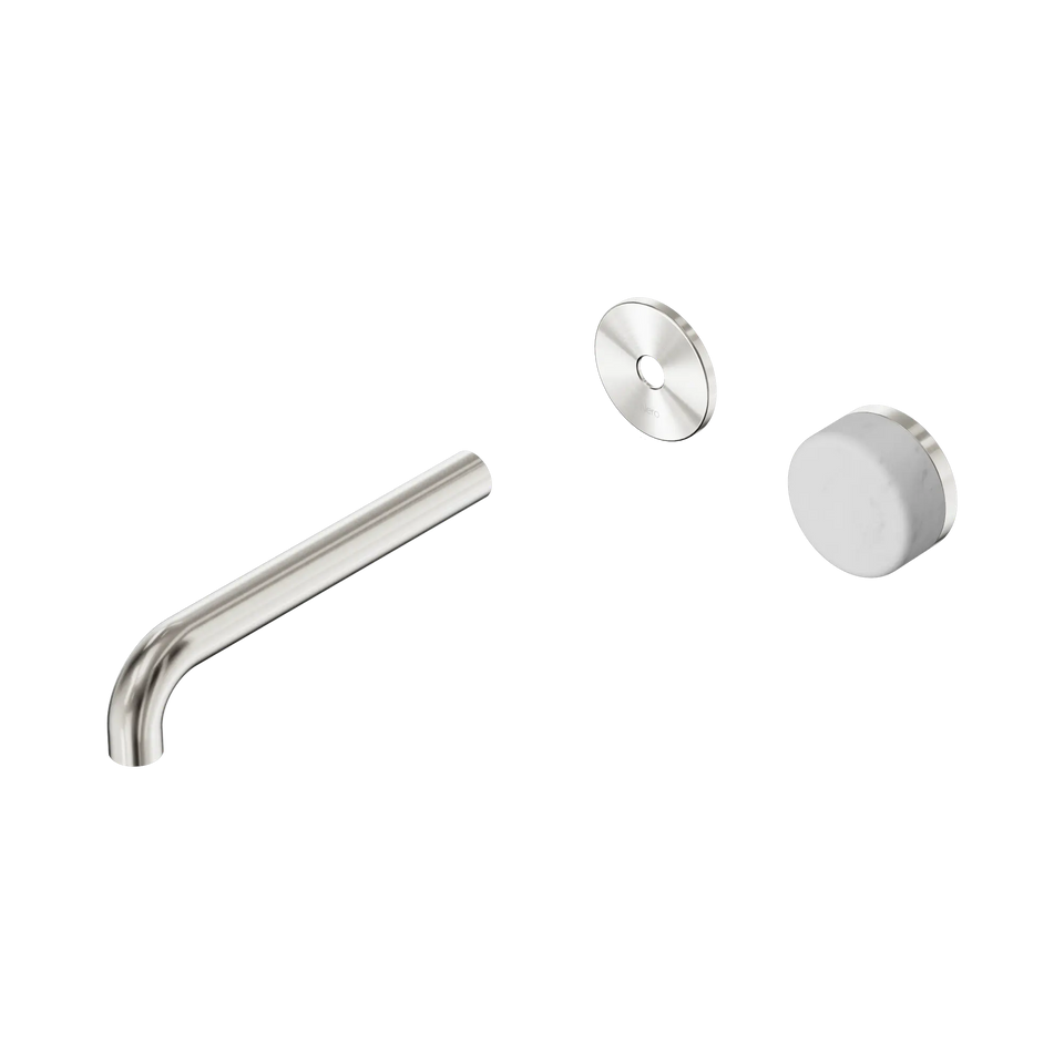 Nero Serenity Progressive Wall Basin Mixer 185mm Spout With Carrara Handle Trim Kit Only - Brushed Nickel (24E109BN)