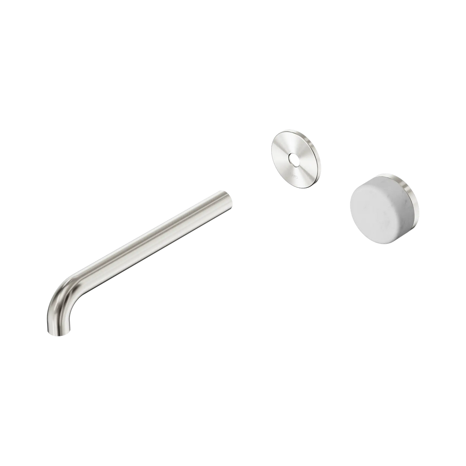 Nero Serenity Progressive Wall Basin Mixer 220mm Spout With Carrara Handle Trim Kit Only - Brushed Nickel (24E115BN)