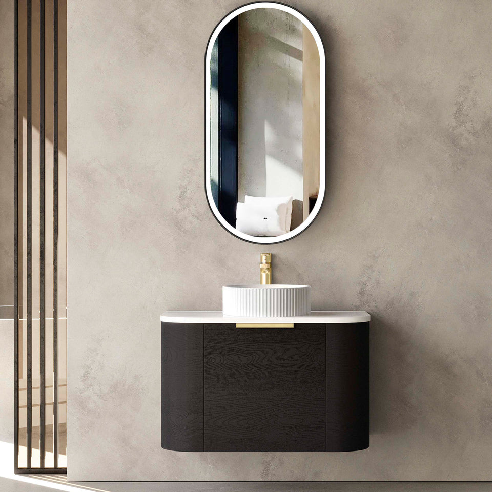 Otti Bondi Wall Hung Curve Vanity - Black Oak