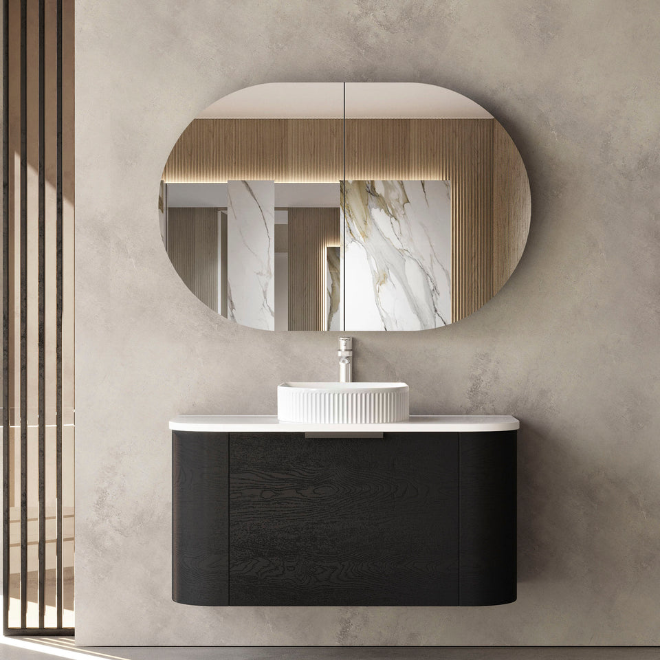 Otti Bondi Wall Hung Curve Vanity - Black Oak