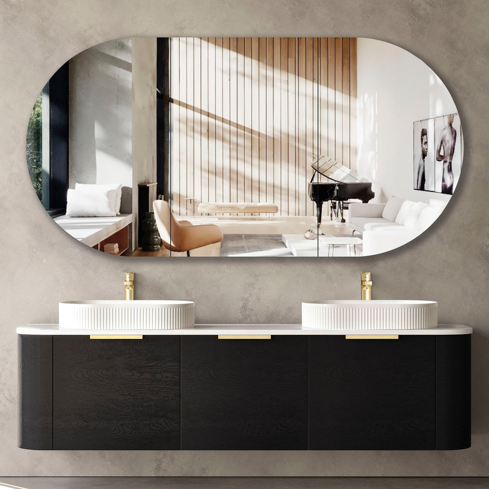 Otti Bondi Wall Hung Curve Vanity - Black Oak